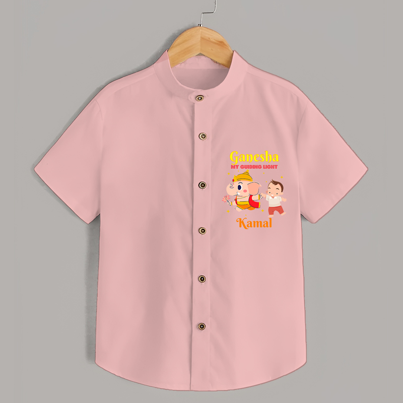 Ganesha My Guiding Light - Customized Shirt For Kids - PEACH - 0 - 6 Months Old (Chest 23")