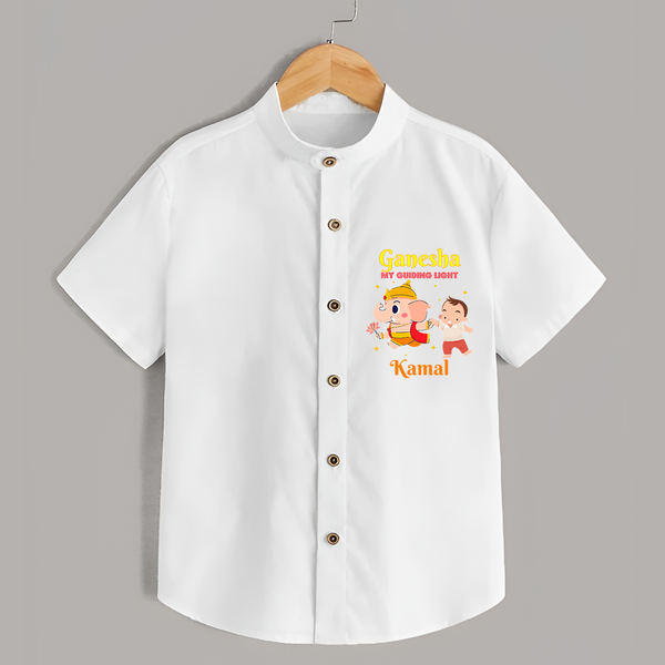 Ganesha My Guiding Light - Customized Shirt For Kids - WHITE - 0 - 6 Months Old (Chest 23")