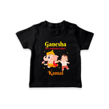 Ganesha My Guiding Light - Customized TShirt For Kids - BLACK - 0-5 Months Old (Chest 17")