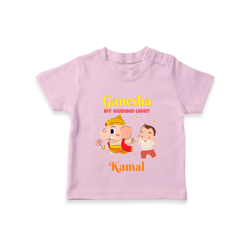 Ganesha My Guiding Light - Customized TShirt For Kids - PINK - 0-5 Months Old (Chest 17")