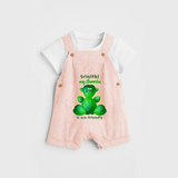 My Ganesha Is Eco - Friendly - Customized Dungaree Set For Kids  - PEACH - 0 - 5 Months Old (Chest 18")