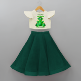 My Ganesha Is Eco - Friendly - Customized Crop Top And Skirt For Kids  - BOTTLE GREEN - 6 - 9 Months Old (Chest 20" , Frock Waist 20")