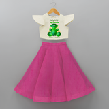 My Ganesha Is Eco - Friendly - Customized Crop Top And Skirt For Kids  - FUSCHIA - 6 - 9 Months Old (Chest 20" , Frock Waist 20")