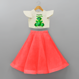 My Ganesha Is Eco - Friendly - Customized Crop Top And Skirt For Kids  - RED - 6 - 9 Months Old (Chest 20" , Frock Waist 20")