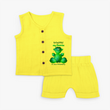 My Ganesha Is Eco - Friendly - Customized Jabla Set For Kids  - YELLOW - 0 - 3 Months Old (Chest 9.8")