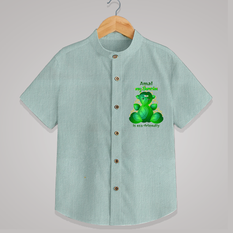 My Ganesha Is Eco - Friendly - Customized Shirt For Kids  - ARCTIC BLUE - 0 - 6 Months Old (Chest 23")