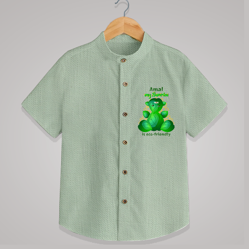 My Ganesha Is Eco - Friendly - Customized Shirt For Kids  - MINT GREEN - 0 - 6 Months Old (Chest 23")