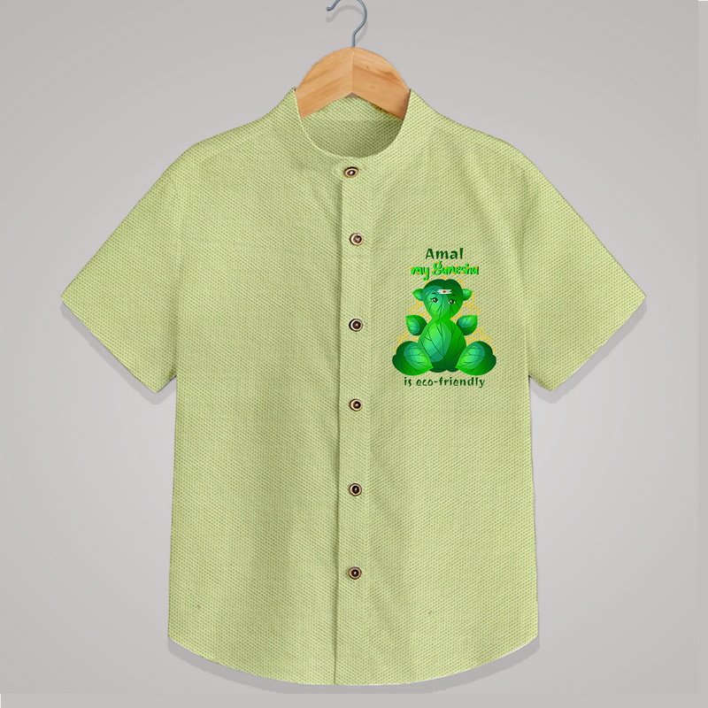 My Ganesha Is Eco - Friendly - Customized Shirt For Kids  - PASTEL GREEN - 0 - 6 Months Old (Chest 23")