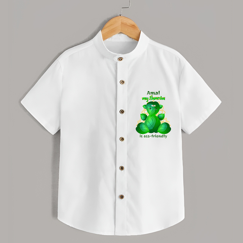 My Ganesha Is Eco - Friendly - Customized Shirt For Kids  - WHITE - 0 - 6 Months Old (Chest 23")