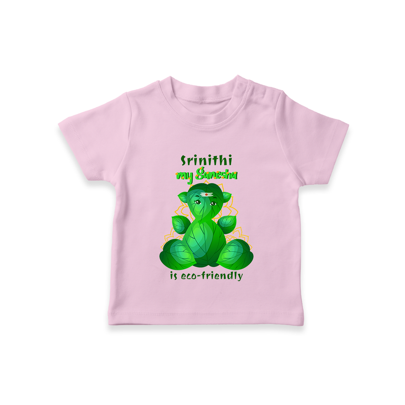 My Ganesha Is Eco - Friendly - Customized TShirt For Kids  - PINK - 0-5 Months Old (Chest 17")