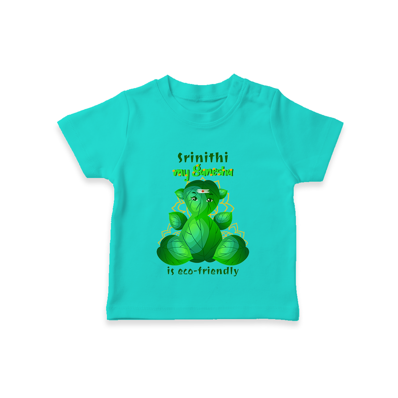 My Ganesha Is Eco - Friendly - Customized TShirt For Kids  - TEAL - 0-5 Months Old (Chest 17")