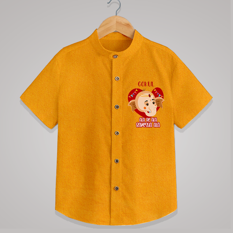 Ala Re Ala Ganesha Ala - Customized Shirt For Kids - CHROME YELLOW - 0 - 6 Months Old (Chest 23")