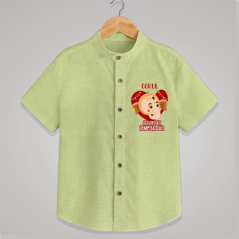 Ala Re Ala Ganesha Ala - Customized Shirt For Kids - PASTEL GREEN - 0 - 6 Months Old (Chest 23")