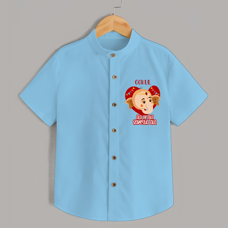 Ala Re Ala Ganesha Ala - Customized Shirt For Kids - SKY BLUE - 0 - 6 Months Old (Chest 23")