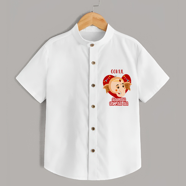 Ala Re Ala Ganesha Ala - Customized Shirt For Kids - WHITE - 0 - 6 Months Old (Chest 23")