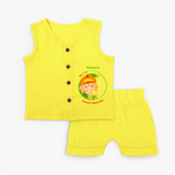 My First Ganesh Chaturthi - Customized Jabla Set For Kids - YELLOW - 0 - 3 Months Old (Chest 9.8")