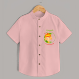 My First Ganesh Chaturthi - Customized Shirt For Kids - PEACH - 0 - 6 Months Old (Chest 23")