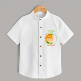 My First Ganesh Chaturthi - Customized Shirt For Kids - WHITE - 0 - 6 Months Old (Chest 23")