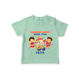 Ganapati Bappa Super Star - Customized TShirt For Kids - MINT GREEN - 0-5 Months Old (Chest 17")