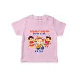 Ganapati Bappa Super Star - Customized TShirt For Kids - PINK - 0-5 Months Old (Chest 17")