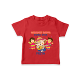 Ganapati Bappa Super Star - Customized TShirt For Kids - RED - 0-5 Months Old (Chest 17")