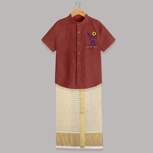 Marching to Freedom: Gandhi's Journey - Customized Raw Silk Shirt And Dhoti For Boys