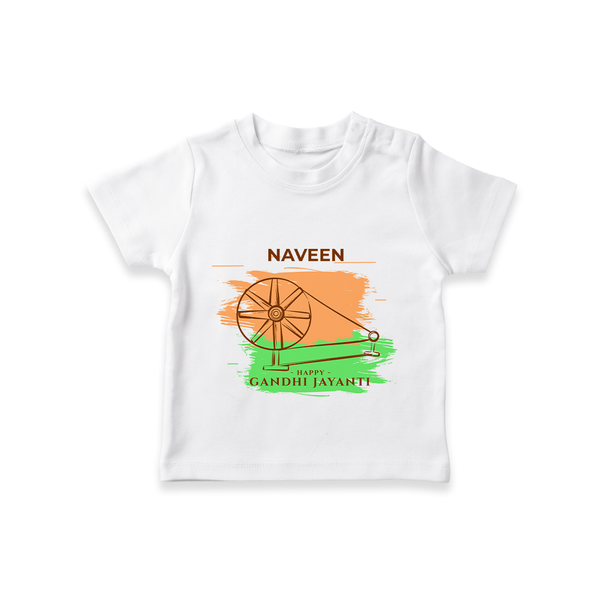 Happy Gandhi jayanti - Customized Tshirt For Kids - WHITE - 0-5 Months Old (Chest 17")