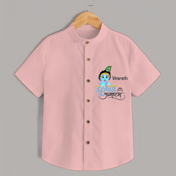 Divine Baby Krishna Customised Shirt for kids - PEACH - 0 - 6 Months Old (Chest 23")