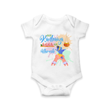 Playful Krishna & Friends Customized Romper set for kids - WHITE - 0 - 3 Months Old (Chest 16")