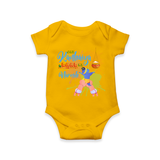 Playful Krishna & Friends Customized Romper set for kids - YELLOW - 0 - 3 Months Old (Chest 16")