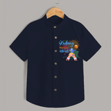 Playful Krishna & Friends Customised Shirt for kids - NAVY BLUE - 0 - 6 Months Old (Chest 23")