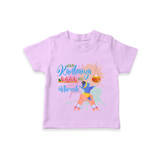 Playful Krishna & Friends Customised TShirt set for kids - LILAC - 0-5 Months Old (Chest 17")