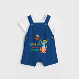 Govinda Aala re! Customised Dungaree set for kids - COBALT BLUE - 0 - 5 Months Old (Chest 18")