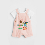 Govinda Aala re! Customised Dungaree set for kids - PEACH - 0 - 5 Months Old (Chest 18")