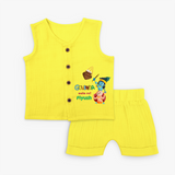 Govinda Aala re! Customised Jabla set for kids - YELLOW - 0 - 3 Months Old (Chest 9.8")