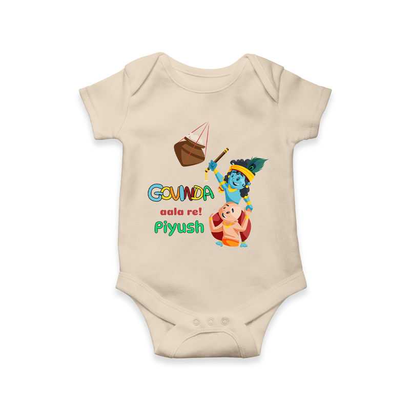 Govinda Aala re! Customized Romper set for kids - IVORY - 0 - 3 Months Old (Chest 16")