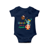 Govinda Aala re! Customized Romper set for kids - NAVY BLUE - 0 - 3 Months Old (Chest 16")