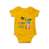 Govinda Aala re! Customized Romper set for kids - YELLOW - 0 - 3 Months Old (Chest 16")