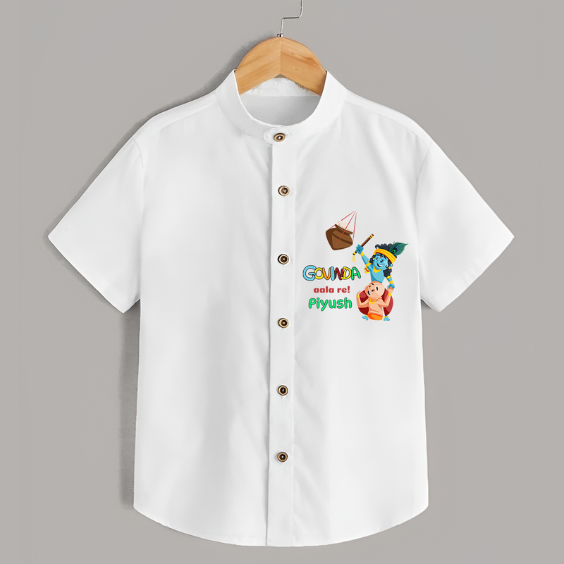 Govinda Aala re! Customised Shirt for kids - WHITE - 0 - 6 Months Old (Chest 23")