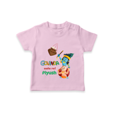 Govinda Aala re! Customised TShirt set for kids - BABY PINK - 0-5 Months Old (Chest 17")