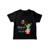 Govinda Aala re! Customised TShirt set for kids - BLACK - 0-5 Months Old (Chest 17")