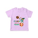 Govinda Aala re! Customised TShirt set for kids - LILAC - 0-5 Months Old (Chest 17")