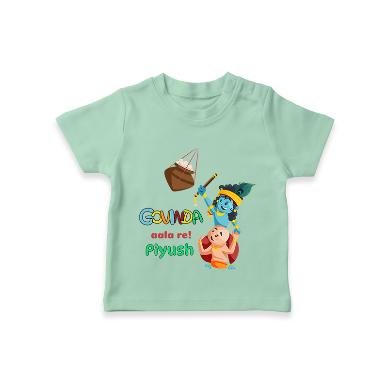 Govinda Aala re! Customised TShirt set for kids - MINT GREEN - 0-5 Months Old (Chest 17")