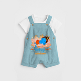 Little Krishna Sleeping On Lotus Customised Dungaree set for kids - ARCTIC BLUE - 0 - 5 Months Old (Chest 18")