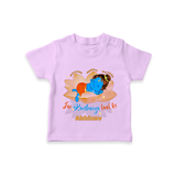 Little Krishna Sleeping On Lotus Customised TShirt set for kids - LILAC - 0-5 Months Old (Chest 17")