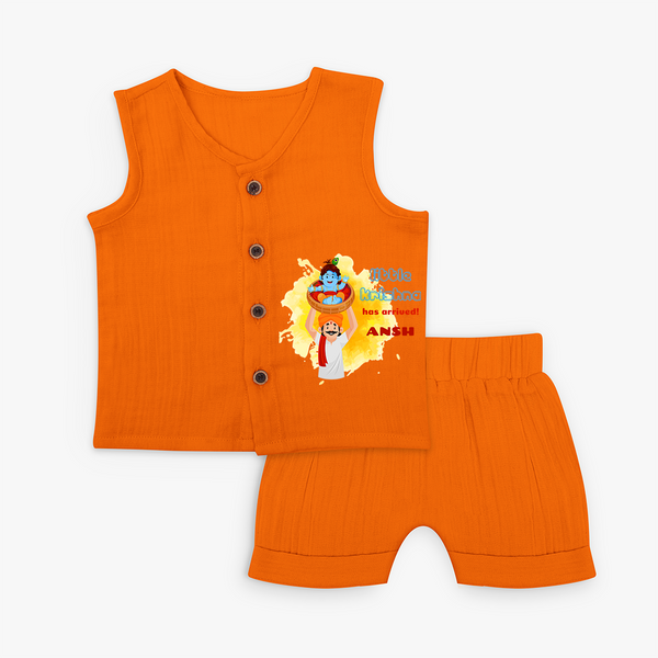 Little Krishna Has Arrived Customised Jabla set for kids - HALLOWEEN - 0 - 3 Months Old (Chest 9.8")