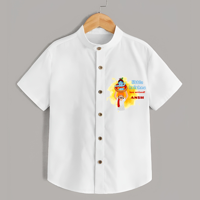 Little Krishna Has Arrived Customised Shirt for kids - WHITE - 0 - 6 Months Old (Chest 23")