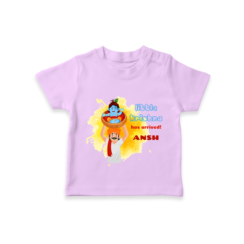 Little Krishna Has Arrived Customised TShirt set for kids - LILAC - 0-5 Months Old (Chest 17")