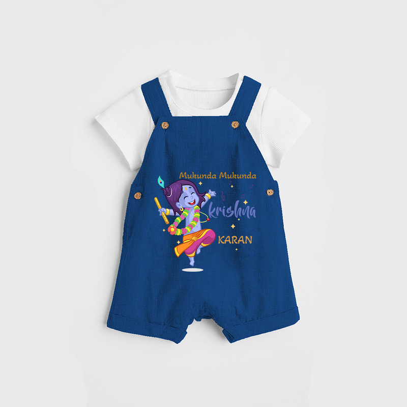 Mukunda Mukunda Customised Dungaree set for kids - COBALT BLUE - 0 - 5 Months Old (Chest 18")