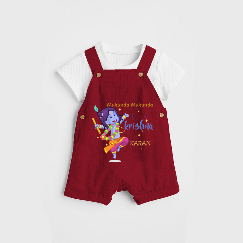 Mukunda Mukunda Customised Dungaree set for kids - RED - 0 - 5 Months Old (Chest 18")